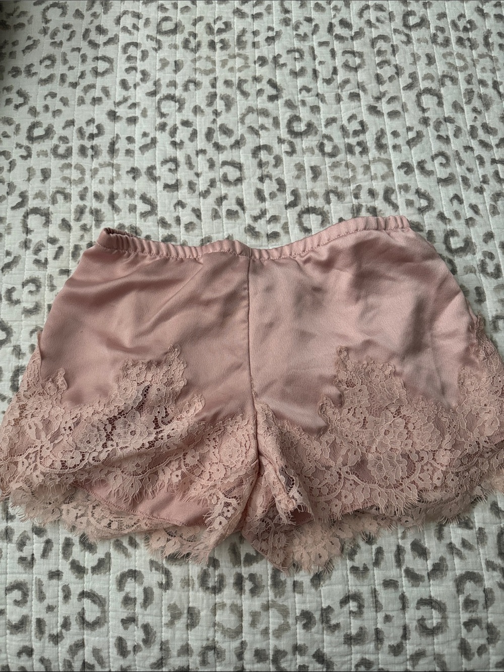 Silky Lace-Trim Sleep Shorts in Dusty Rose